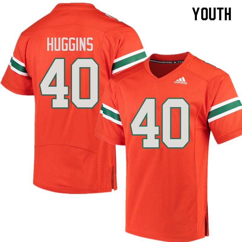 Youth Miami Hurricanes #40 Will Huggins College Football Jerseys Sale-Orange - Click Image to Close